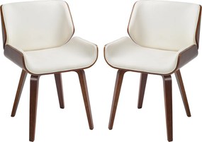 HOMCOM 2 darab vintage stílusú étkezőszék fehér szintetikus kárpit ülőrésszel és fa lábakkal | Aosom