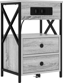 vidaXL Éjjeliszekrény fiókkal Szürke Sonoma 40 x 31 x 60 cm Faanyag