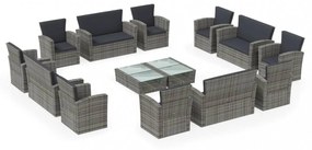 16 részes szürke polyrattan kerti ülőgarnitúra párnákkal