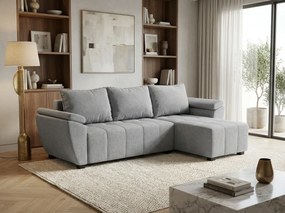 Kinyitható, kétoldalas L alakú ülőgarnitúra LIVARO 251x140 cm, világosszürke