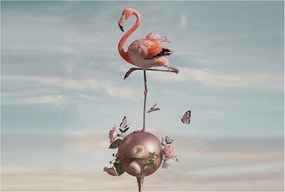 Divatos Flizelin Tapéta Fali Furnér Elegáns flamingó 104x70 Ragasztó