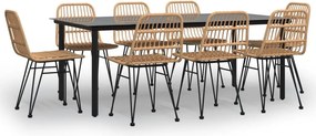 vidaXL 9 részes polyrattan kerti étkezőgarnitúra