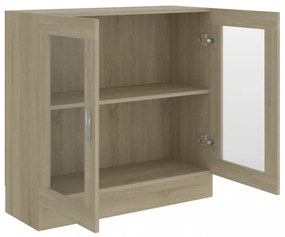 sonoma tölgy színű szerelt fa vitrinszekrény 82,5x30,5x80 cm