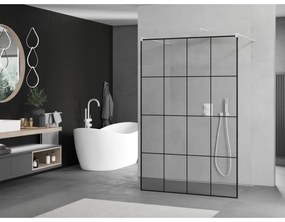 Mexen, Mexen Kioto zuhanykabin fala 150 x 200 cm, átlátszó/fekete minta 8 mm, fehér - 800-150-002-20-77