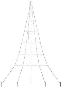 LED Karácsonyfák talajráccsal Hideg fehér 300 cm Fém