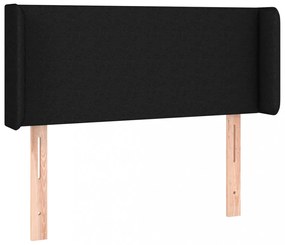 fekete szövet fejtámla szárnyakkal 83x16x78/88 cm