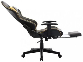 fekete és aranyszínű műbőr gamer szék lábtámasszal