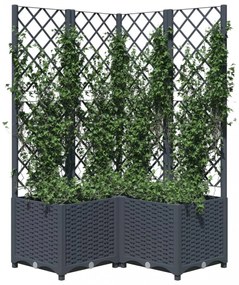 sötétszürke PP rácsos kerti ültetőláda 80 x 80 x 136 cm