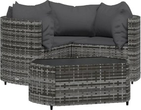 vidaXL 4 részes szürke polyrattan kerti ülőgarnitúra párnákkal