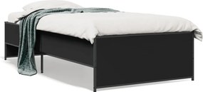 vidaXL fekete szerelt fa és fém ágykeret 90 x 190 cm