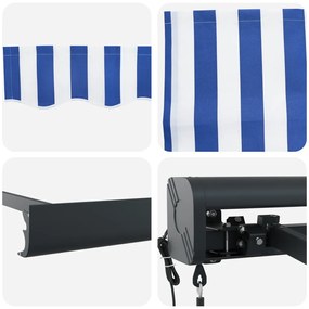Automatikus Behúzható Napellenző Kék és Fehér 300x250 cm