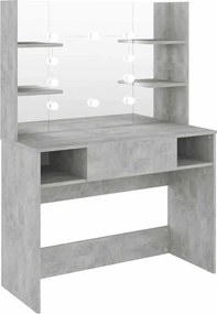 vidaXL betonszürke LED-es MDF sminkasztal 100 x 40 x 135 cm