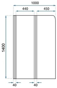 REA-K9777 - Összecsukható kádparaván AGAT 140x100 cm szálcsiszolt arany/átlátszó