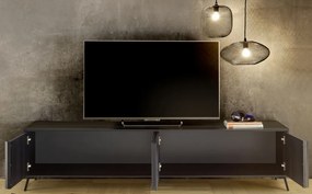 CITY Négyajtós TV-állvány, fekete, laminált vázzal és előlapokkal