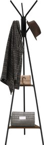 Álló ruhafogas polcokkal és akasztóval, rusztikus barna