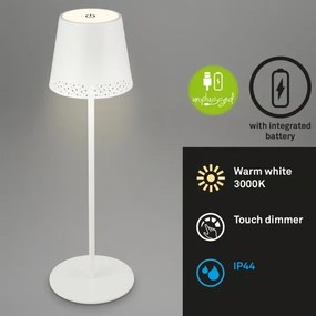 Brilo - KIKI újratölthető érintős LED asztali lámpa LED/2,6W/5V IP44 2600 mAh fehér