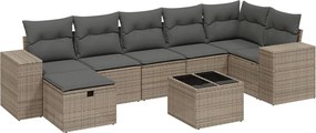 vidaXL 8 részes szürke polyrattan kerti ülőgarnitúra párnákkal