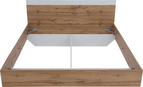 Dupla ágy, 160x200, tölgy wotan/fehér, GABRIELA