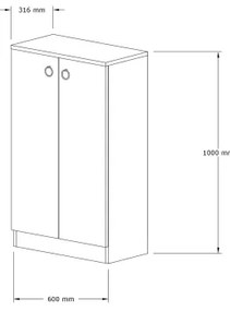 Cipősszekrény DEFNE 100x60 cm bézs