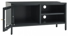 antracitszürke acél és üveg TV-szekrény 90 x 30 x 44 cm