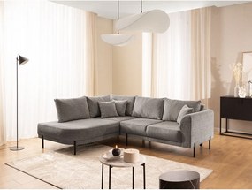 Szürkésbarna zsenília sarokkanapé (bal oldali-L alakú) Mauris – Ropez