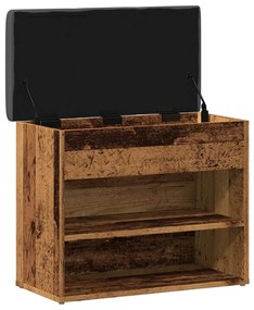 antik fa szerelt fa cipőtároló pad 62x32x50 cm