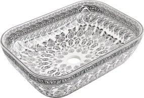 Mexen Rita munkalapra helyezett mosdó 45 x 32 cm, fehér/fekete minta - 21084586