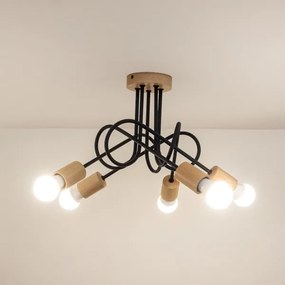 Felületre szerelhető csillár OXFORD 5xE27/15W/230V fenyő/fekete