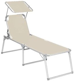 Napozóágy, nagyméretű fekvő napozószék, 65 x 200 x 48 cm, terhelhetőség 150 kg, bézs