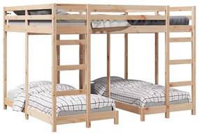 vidaXL Háromszintes emeletes ágykeret Barna 160 x 200 cm Tömör fenyőfa