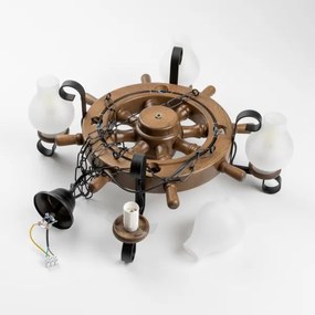 Brilagi - Láncos csillár TIMONA 4xE14/40W/230V, átm. 50 cm, bükk/dió