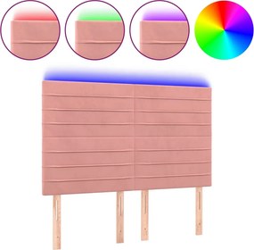 vidaXL rózsaszín bársony LED-es fejtámla 144x5x118/128 cm