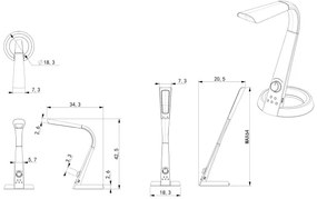 Globo 58376B - MITTI RGB LED asztali lámpa, 1x8W + 1x2W, szabályozható