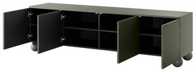 Sonatia II négyajtós TV szekrény - 200 cm - gömb lábakon - oliva színű