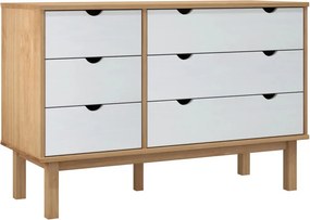 vidaXL OTTA barna-fehér tömör fenyőfa éjjeliszekrény 111x43x73,5 cm
