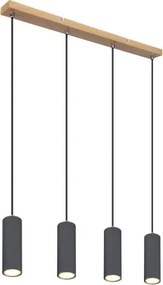 Globo 57911-4HG Függesztett lámpa fém grafit sötét, fém grafit, fekete PVC kábel, HxSzxM: 650x60x1200mm, fényforrás nélkül szállítva 4x GU10 35W 230V