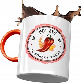 Narancssárga Bögre Fiának Ajándék Nyomtatott Fotóval