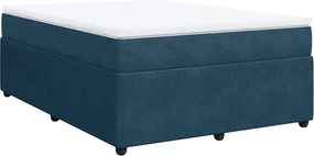 vidaXL sötétkék bársony rugós ágy matraccal 140x190 cm