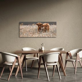 Kép - Skót tehén a virágban (120x50 cm)