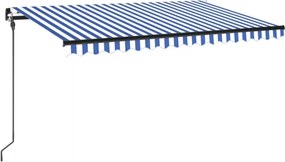 vidaXL kék és fehér kézzel kihúzható LED-es napellenző 400 x 300 cm