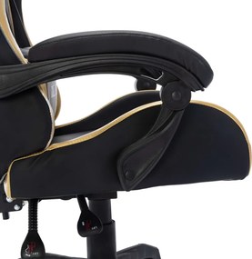 vidaXL aranyszínű és fekete műbőr versenyszék RGB LED-világítással