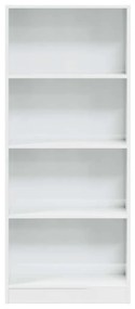 magasfényű fehér szerelt fa könyvespolc 60 x 24 x 143 cm