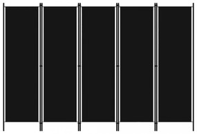 Fekete 5 paneles paraván 250 x 180 cm