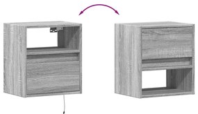 2 db szürke sonoma fali TV-szekrény LED-ekkel 41 x 31 x 45 cm