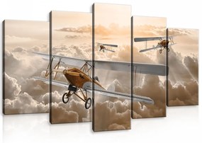 Vászonkép 5 darabos, Vitorlázó reoülők a felhők felett 100x60 cm méretben