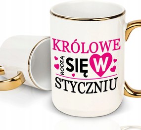 Fehér Bögre XXL Arany Töltet Királynők Születnek Januárban Neki