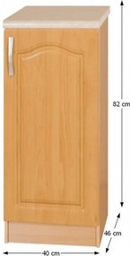 konyhaszekrény, Alsó, Jobbos, Éger LORA MDF NEW KLASIK S40