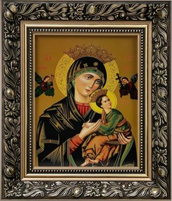 Vászonkép 35x30 Szűzanya Szüntelen Segítség Arany Díszített Keret