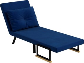 HOMCOM Állítható Háttámlás Kanapéágy 5 Szinten, Összecsukható Kanapéágy Párnákkal, Kárpitozott Szövet, Acél és Fa, 63x73x81 cm, Kék | Aosom