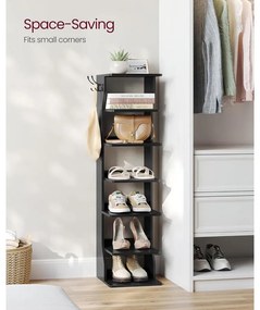 Vékony cipőtartó, keskeny cipőtároló rendszer, 6 szintes, fekete